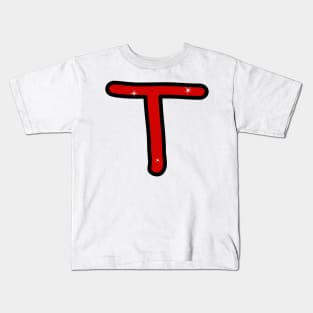 Letter T. Name with letter T. Personalized gift. Abbreviation. Abbreviation. Lettering Kids T-Shirt